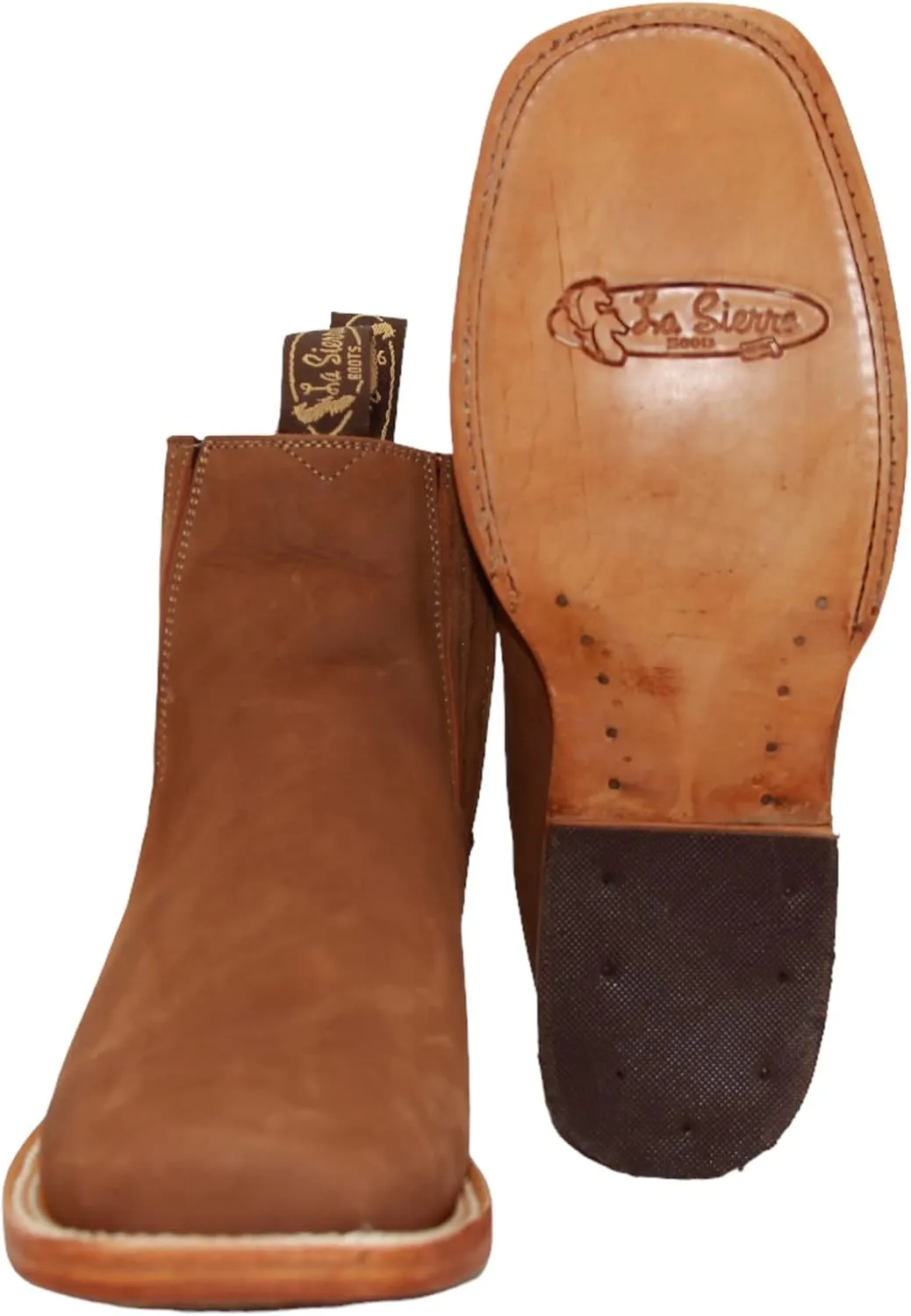 Men's Genuine Leather Square Toe Short Ankle Rodeo Cowboy Boot