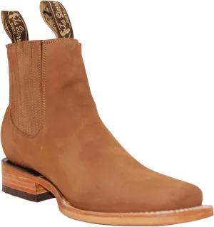 Men's Genuine Leather Square Toe Short Ankle Rodeo Cowboy Boot