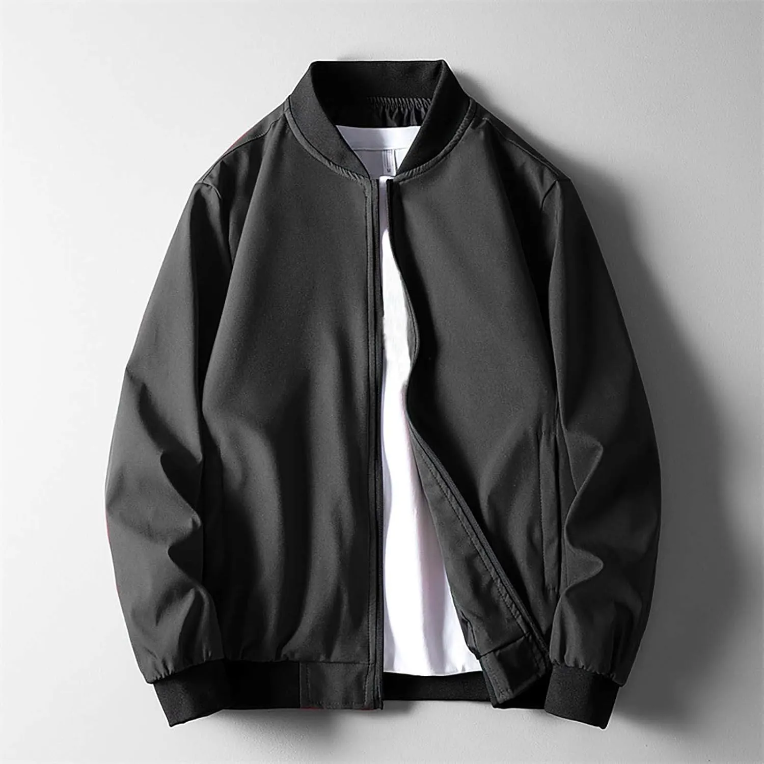 Men's Lightweight Bomber Jacket Men's Handsome Pilot Zip Fx Standing Jacket Outdoor Fashion Coat for Men Men's