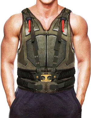 Mens Military Costume Vest Tactical Style Green Faux Leather Vest