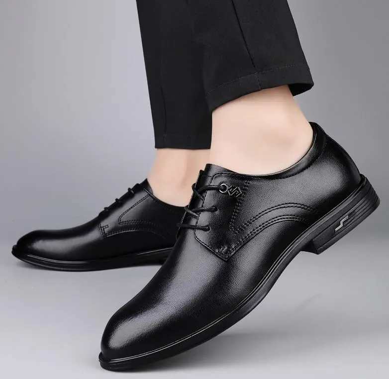 Men's Oxford Shoes Classic Lace Up Formal Tuxedo Derby Shoes Fashion Leather Low Heels Dress Shoes for Men(9)