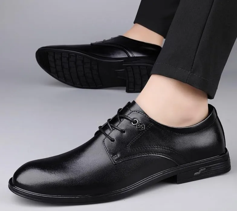 Men's Oxford Shoes Classic Lace Up Formal Tuxedo Derby Shoes Fashion Leather Low Heels Dress Shoes for Men(9)