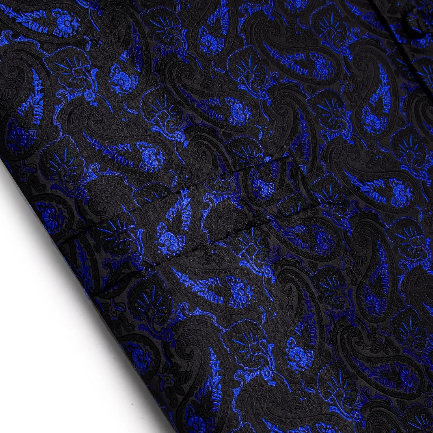 Mens Suit Vest 4PC Silk Paisley Vest with Necktie Pocket Square Cufflinks Formal Woven Waistcoat for Suit Tuxedo