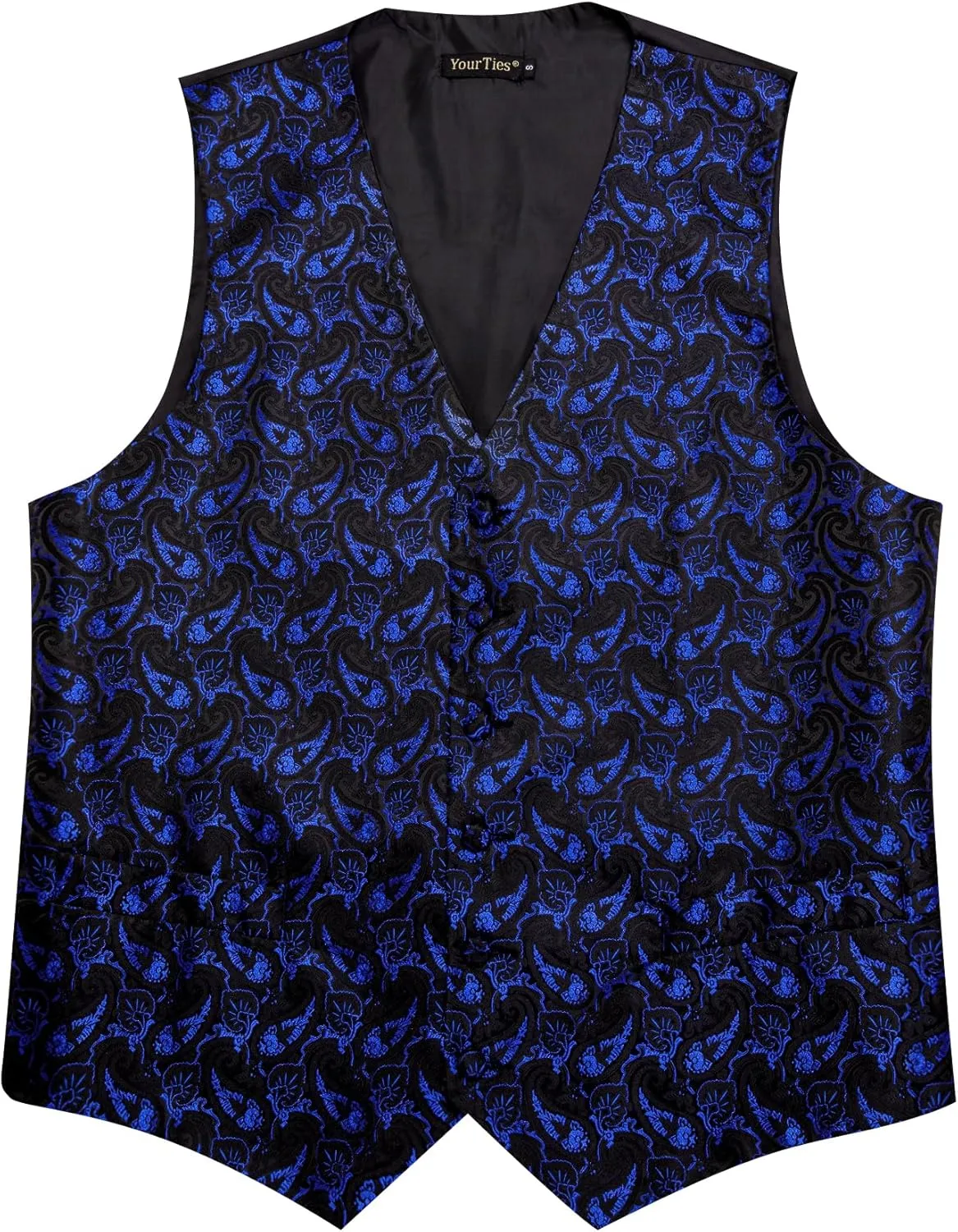 Mens Suit Vest 4PC Silk Paisley Vest with Necktie Pocket Square Cufflinks Formal Woven Waistcoat for Suit Tuxedo