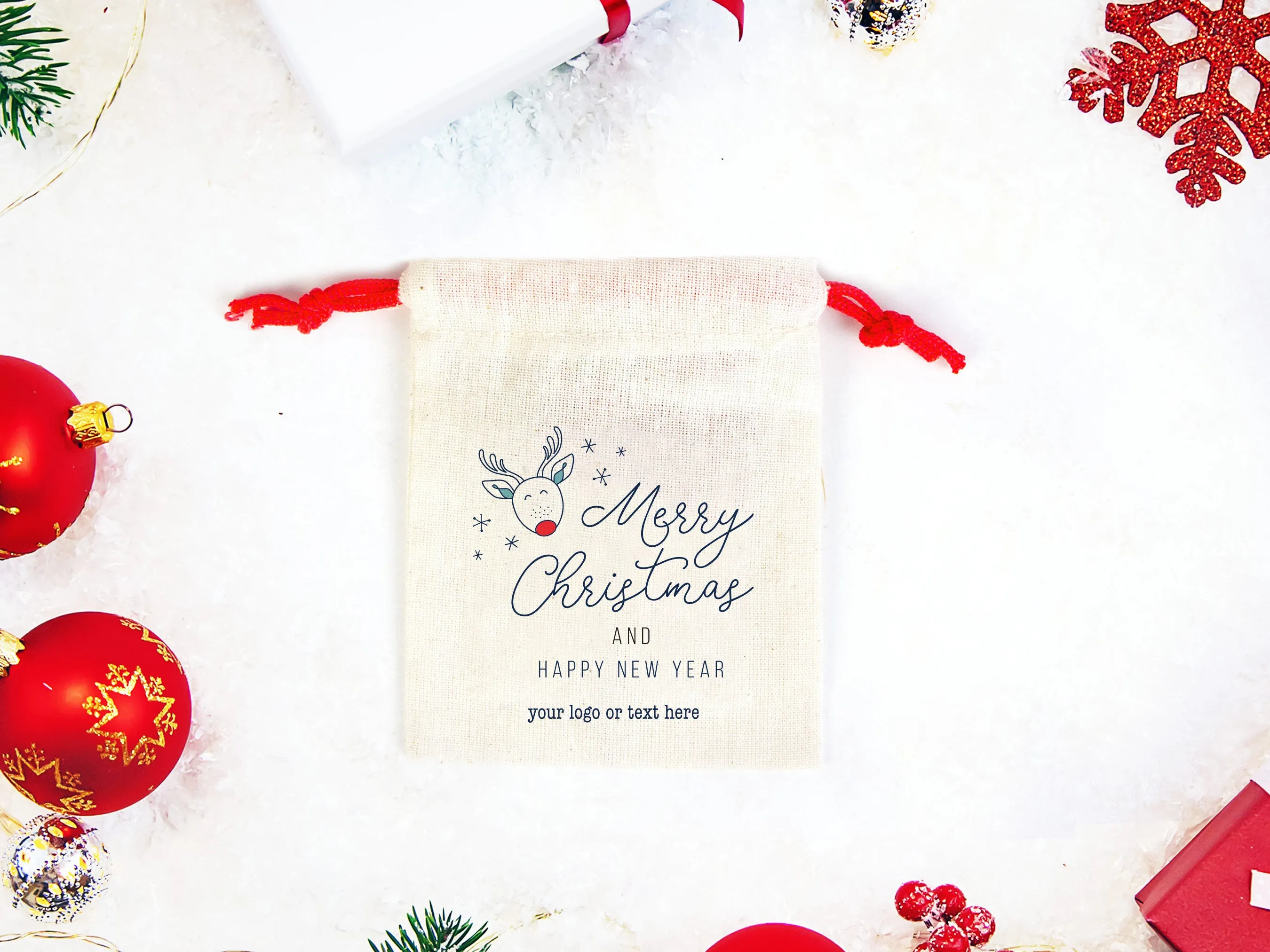 Merry Christmas Bags, Colorful Drawstring, Custom Print, Personalized Cotton Bags, Muslin Bags,Drawstign Pouch Bag, Gift Bag