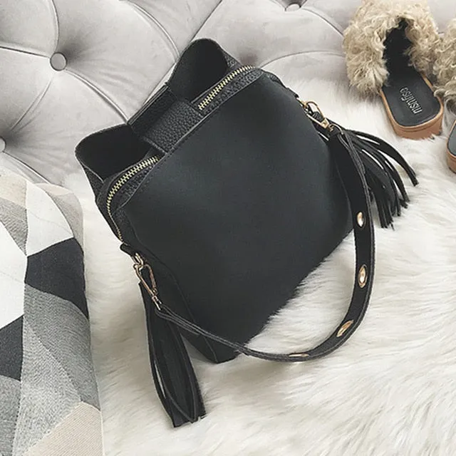 Messenger Scrub Fashion Shoulder Bucket Vintage Crossbody Private sale Bag 2019 Tote Bag Women Bag Bag Simple Tassel Top-notch service High Quality Retro
