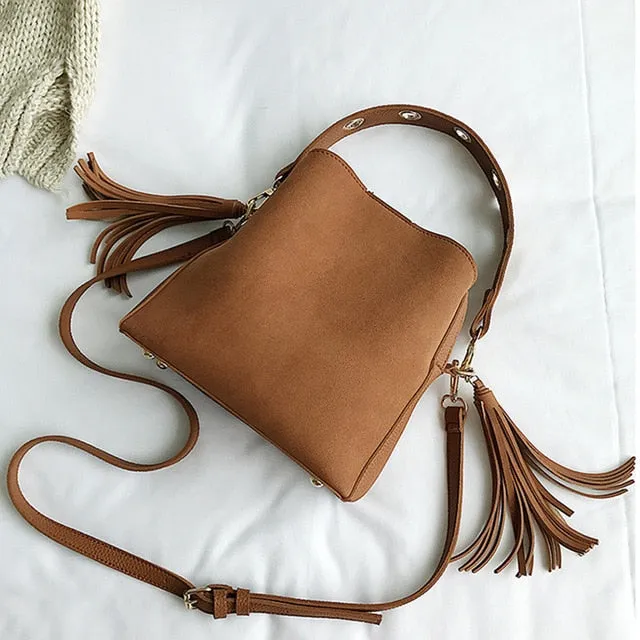 Messenger Scrub Fashion Shoulder Bucket Vintage Crossbody Private sale Bag 2019 Tote Bag Women Bag Bag Simple Tassel Top-notch service High Quality Retro