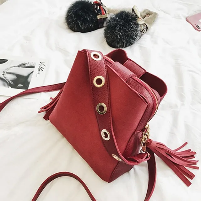 Messenger Scrub Fashion Shoulder Bucket Vintage Crossbody Private sale Bag 2019 Tote Bag Women Bag Bag Simple Tassel Top-notch service High Quality Retro