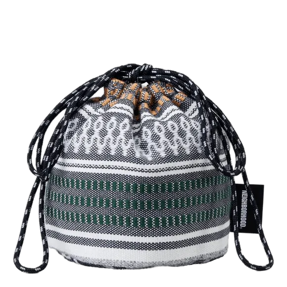 Mexican Blanket Drawstring Bag Gray