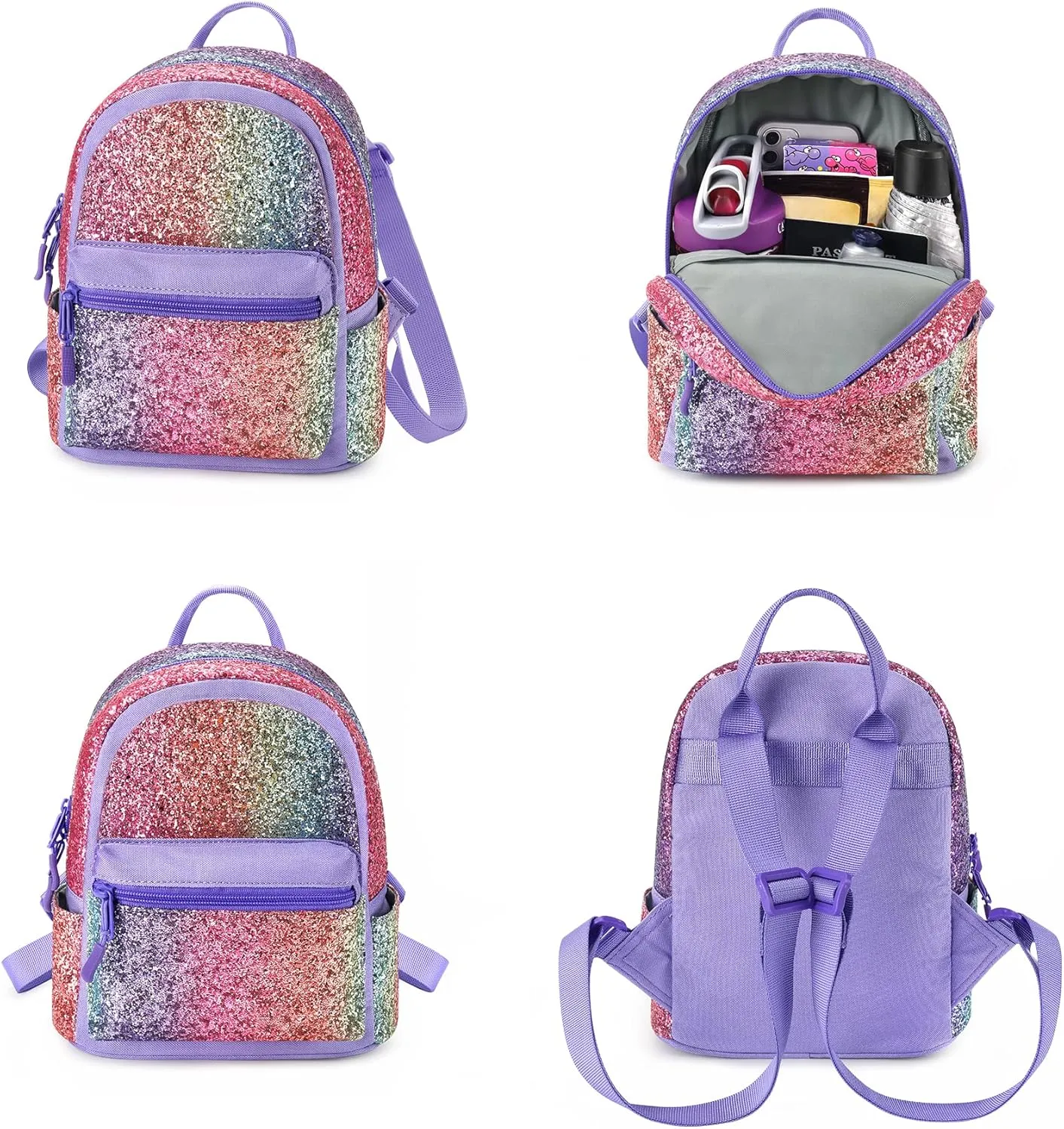 mibasies Mini Backpack for Girls Kids Rainbow Purse
