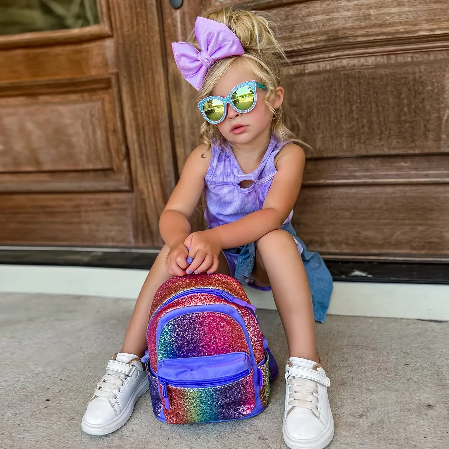 mibasies Mini Backpack for Girls Kids Rainbow Purse