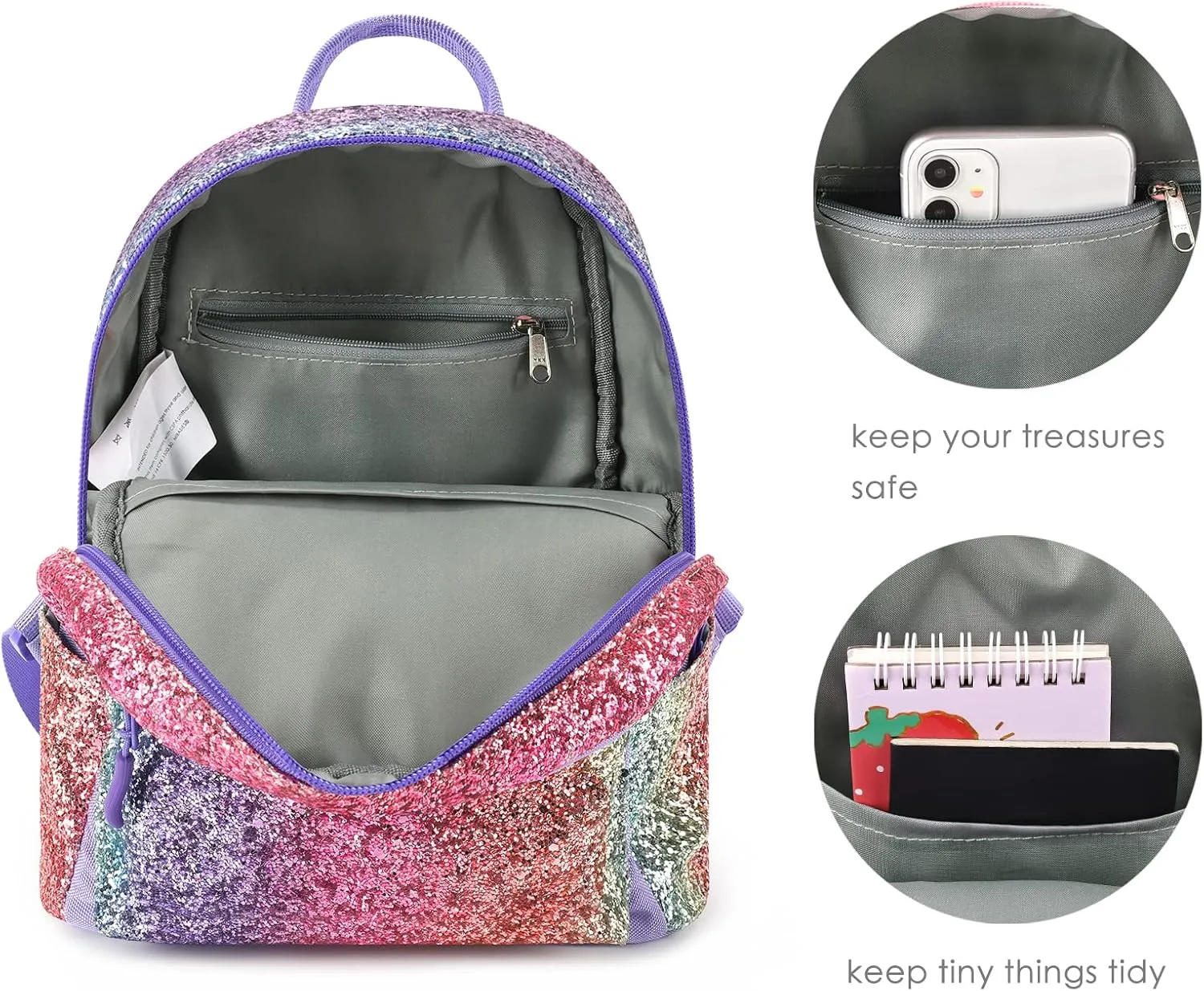 mibasies Mini Backpack for Girls Kids Rainbow Purse