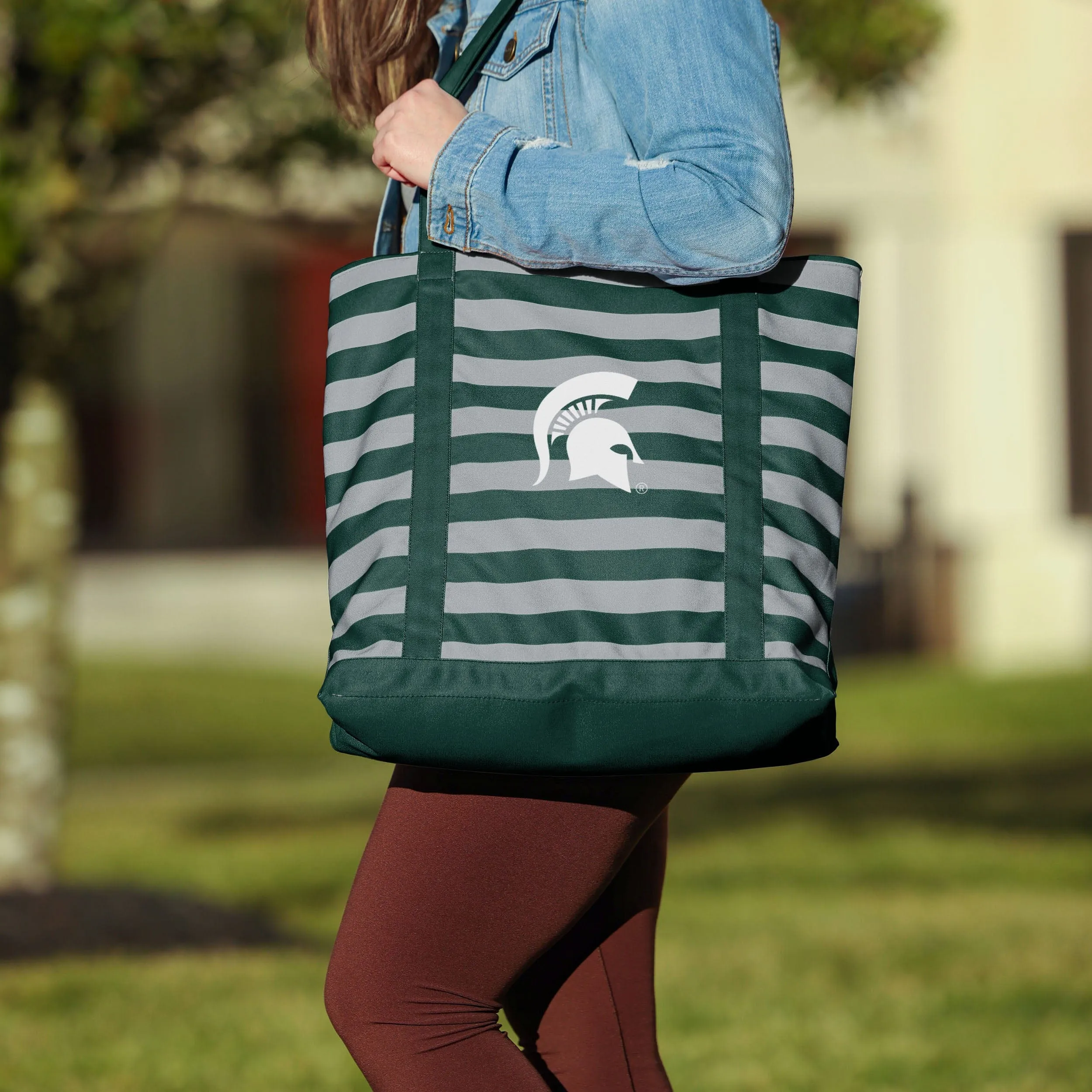 Michigan State Spartans Team Stripe Canvas Tote Bag