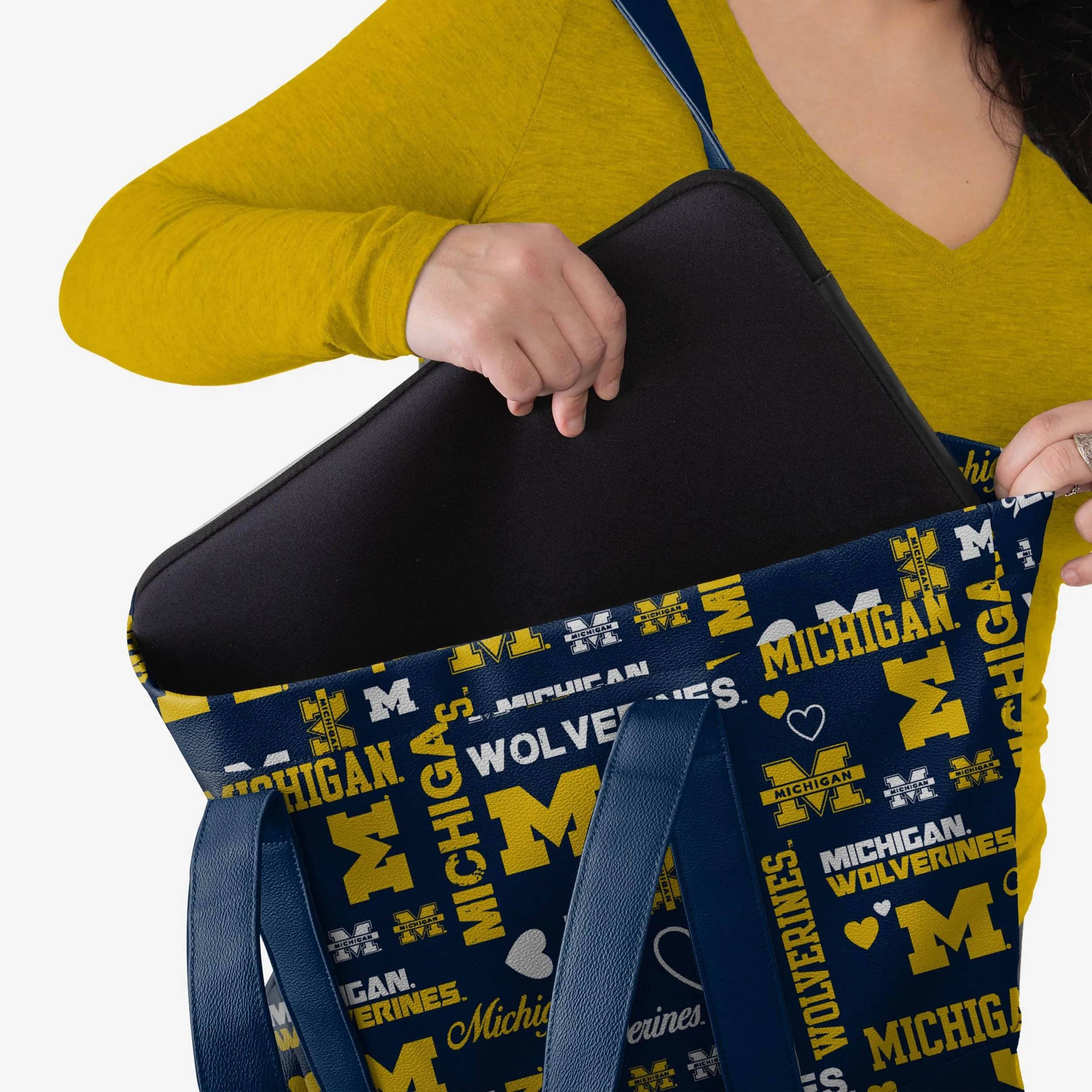 Michigan Wolverines Logo Love Tote Bag