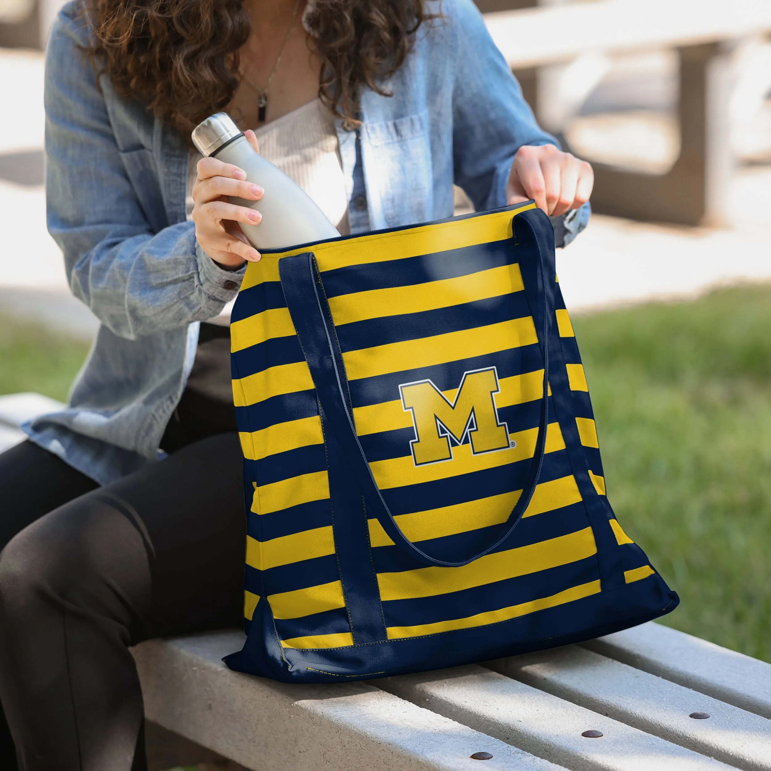 Michigan Wolverines Team Stripe Canvas Tote Bag