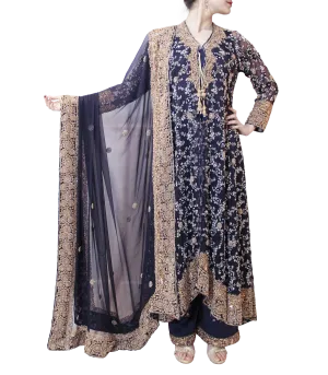 MIDNIGHT BLUE BRIDAL DRESS WITH PLAZO