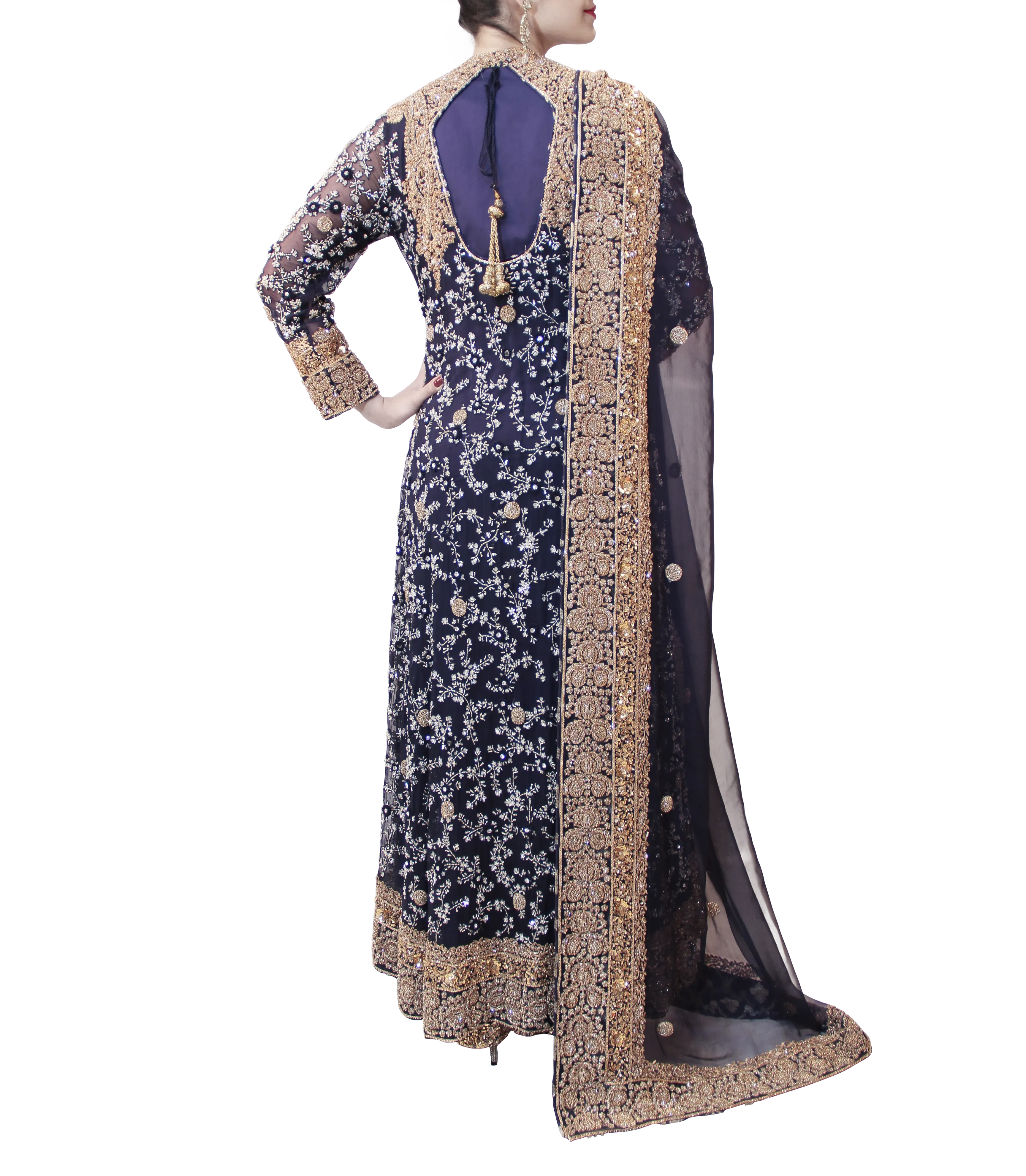 MIDNIGHT BLUE BRIDAL DRESS WITH PLAZO
