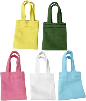 Milisten 1set Mini Canvas Bag for Dollhouse Decoration Versatile Doll Ornaments Decorative Single Shoulder Bags Colors for Craft Projects and Miniature Displays 5pcs