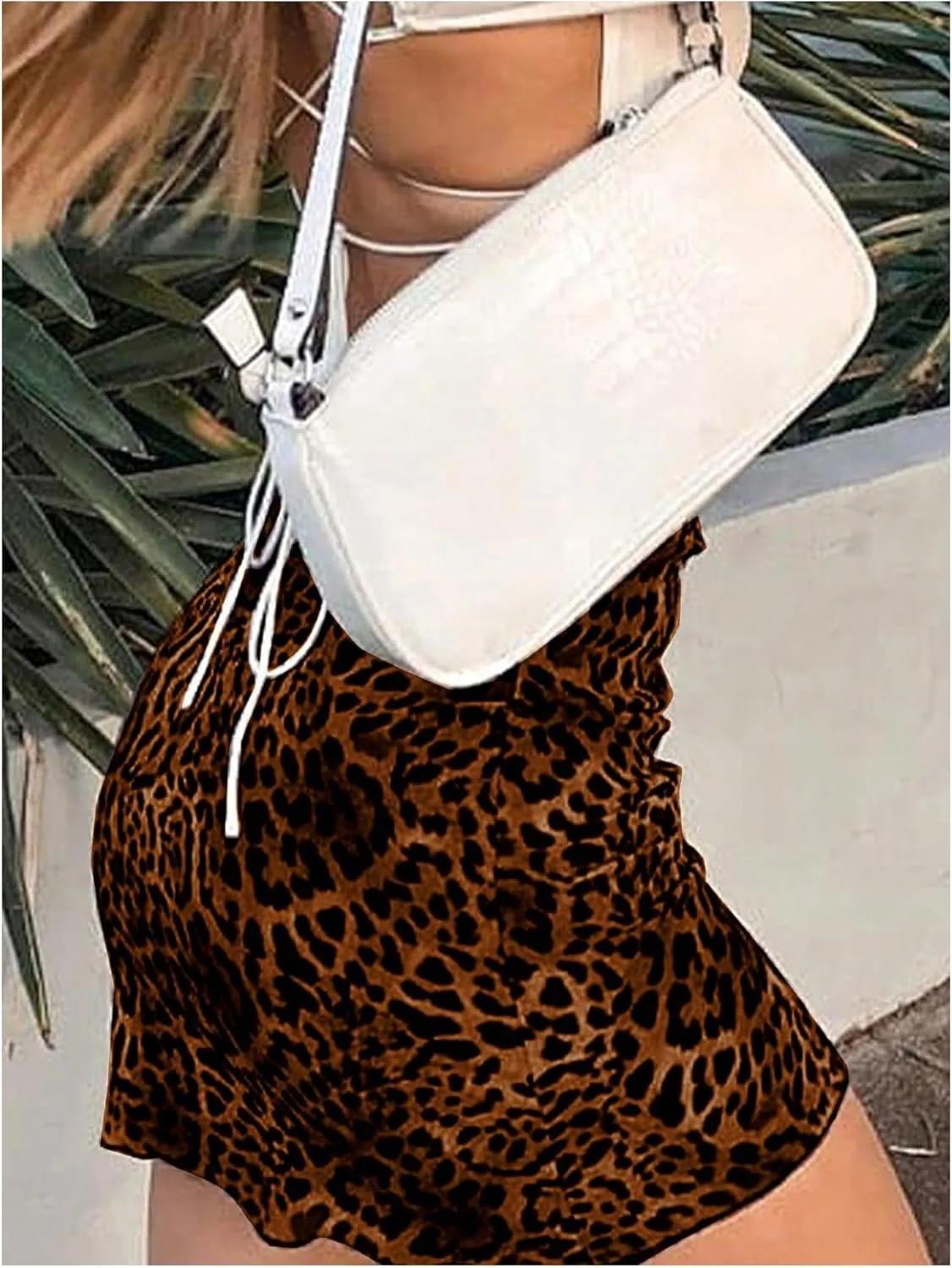 Milumia Women's Leopard Print High Waisted Mini Skirt Y2k Going Out Short Skirts