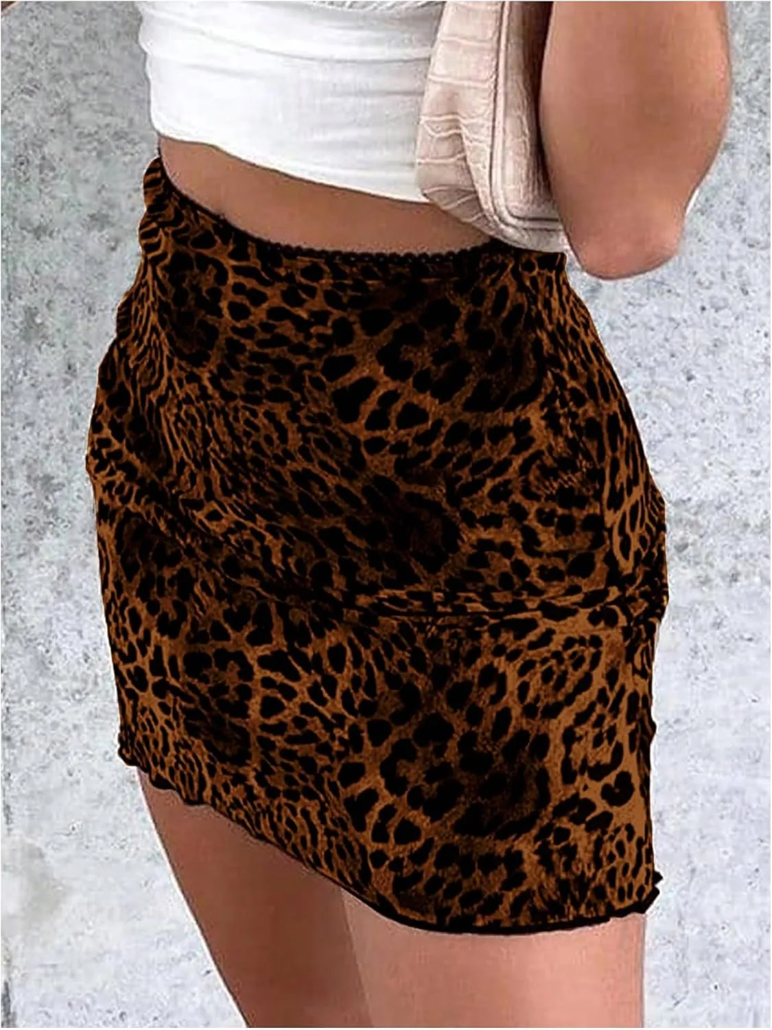 Milumia Women's Leopard Print High Waisted Mini Skirt Y2k Going Out Short Skirts