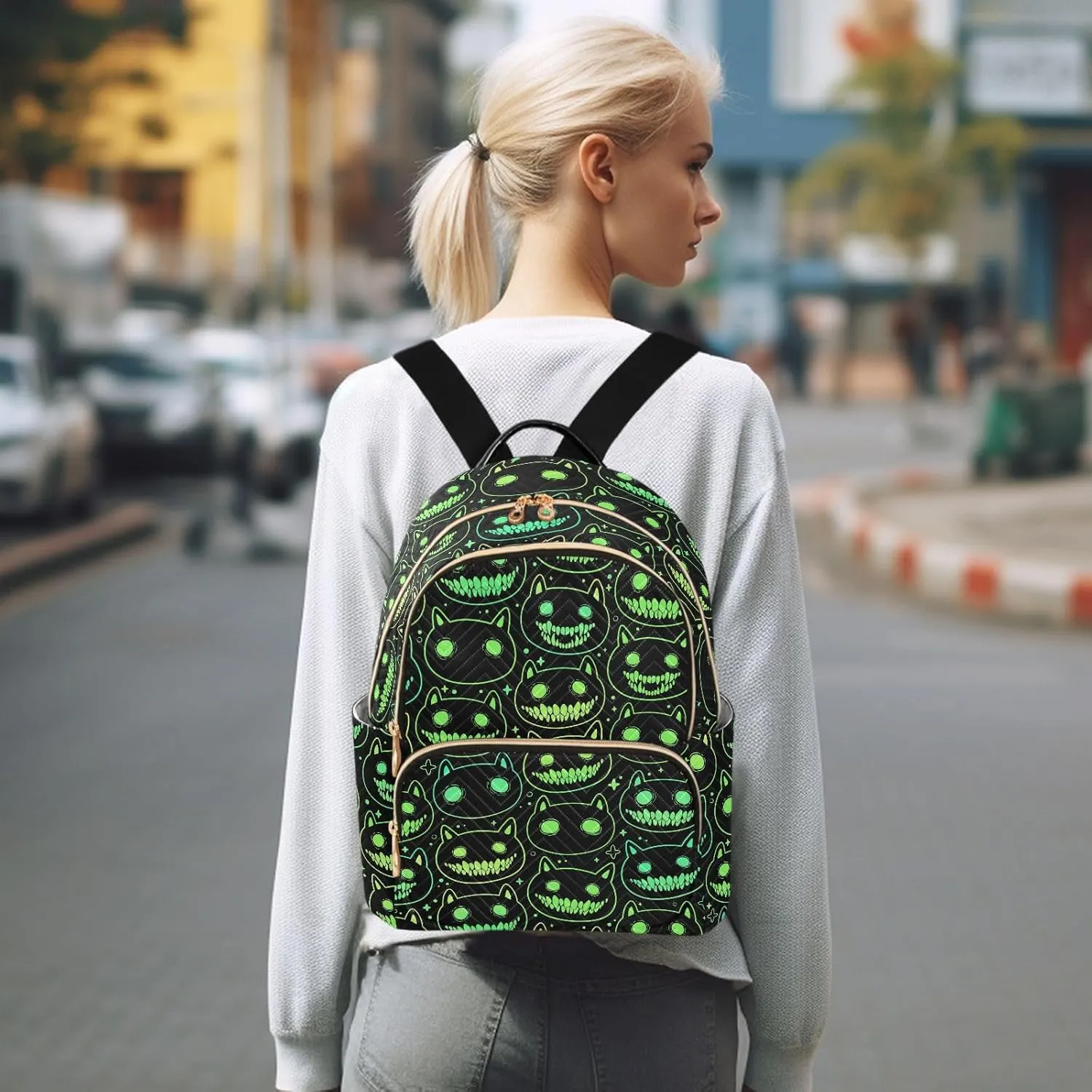 Mini Backpack Cartoon Spooky Animal Head Fashion Backpack Purse for Women,Handbag Shoulder Bag Casual Daypack, Ladies Gift for College Work（S）