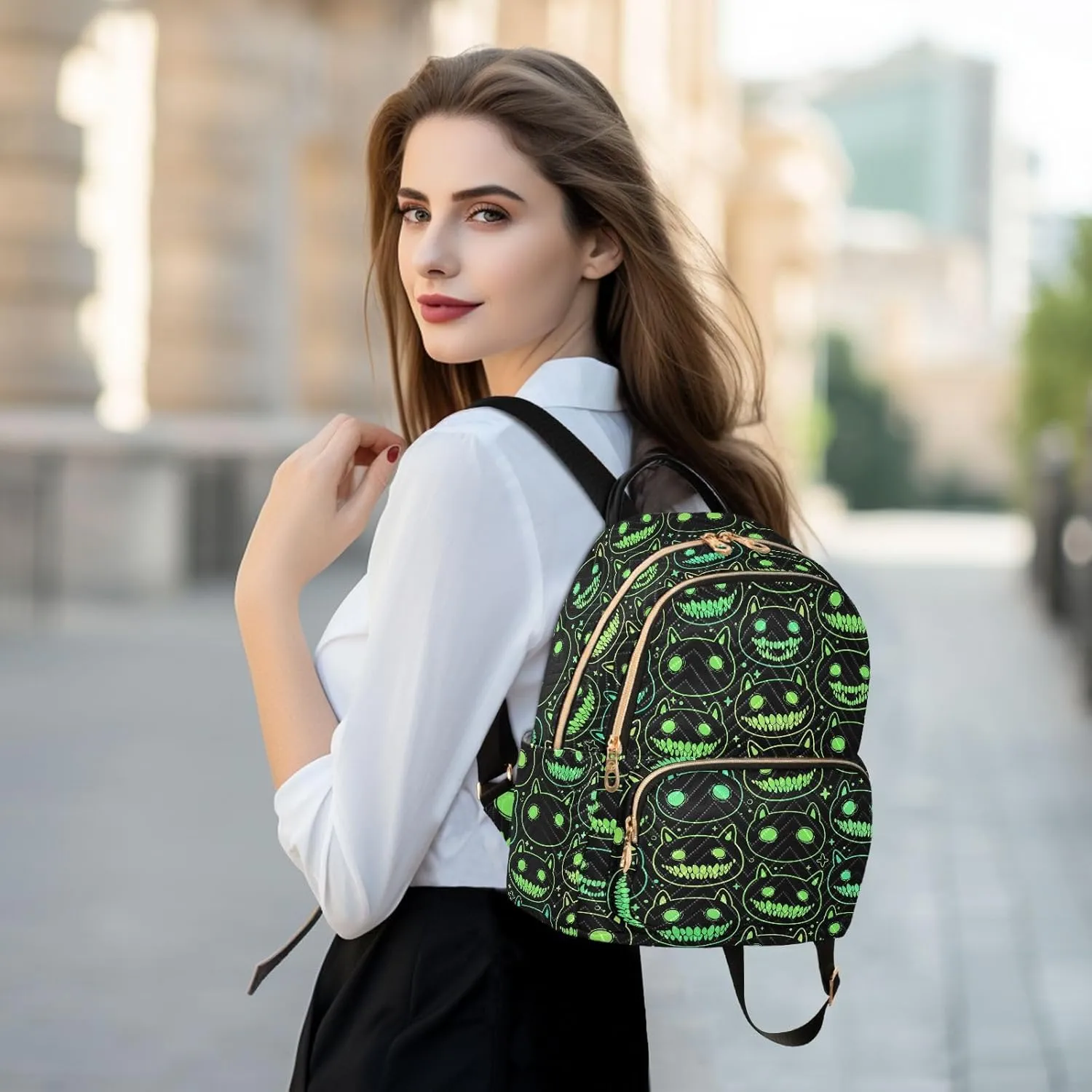Mini Backpack Cartoon Spooky Animal Head Fashion Backpack Purse for Women,Handbag Shoulder Bag Casual Daypack, Ladies Gift for College Work（S）