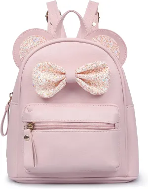 Mini Backpack for Girls - Cute Bowknot Toddler Purse With Cartoon Mouse Ears for Teens