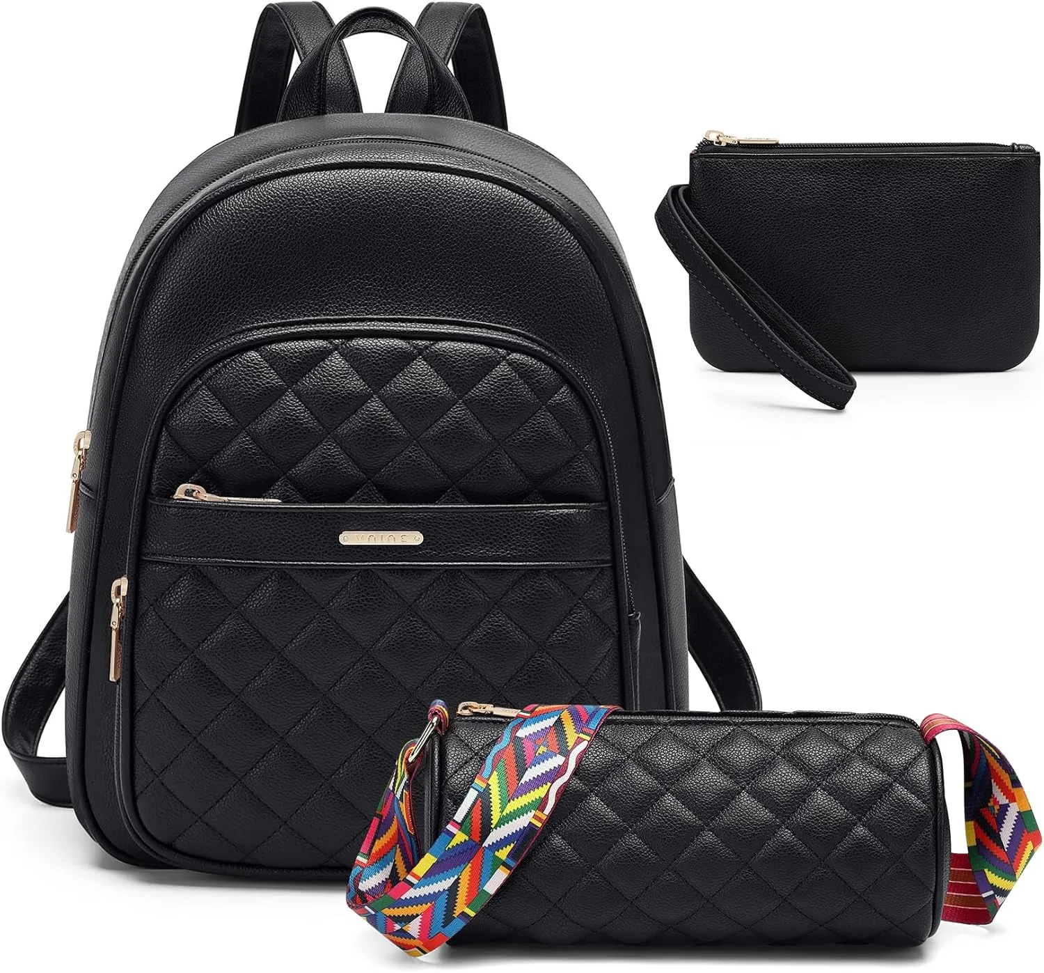 Mini Backpack Purse for Women: 3PCS Leather Small Backpack Set Fashion Backpack with Crossbody Bag & Coin Purse Light Weight Shoulder Travel Daypacks Bag for Ladies