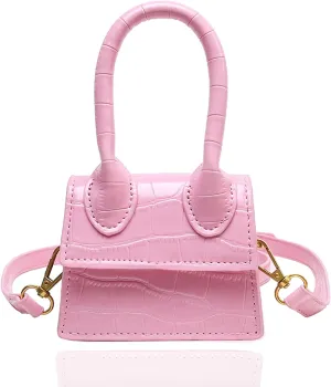 Mini Bags for Women, Crossbody with Top Handle Clutch Handbag, Trendy Small Purse Flap Crocodile Pattern Adjustable Strap, the Glamorous Choice, Whether it is Casual or Partying（pink）