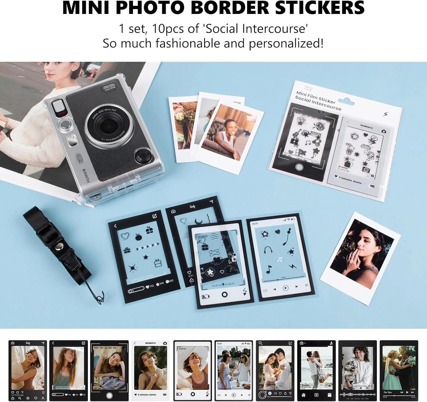 Mini EVO Camera Case and Accessories Bundle, for Fuji Mini EVO Leather Case/Screen Protector/Album/Frames/Stickers