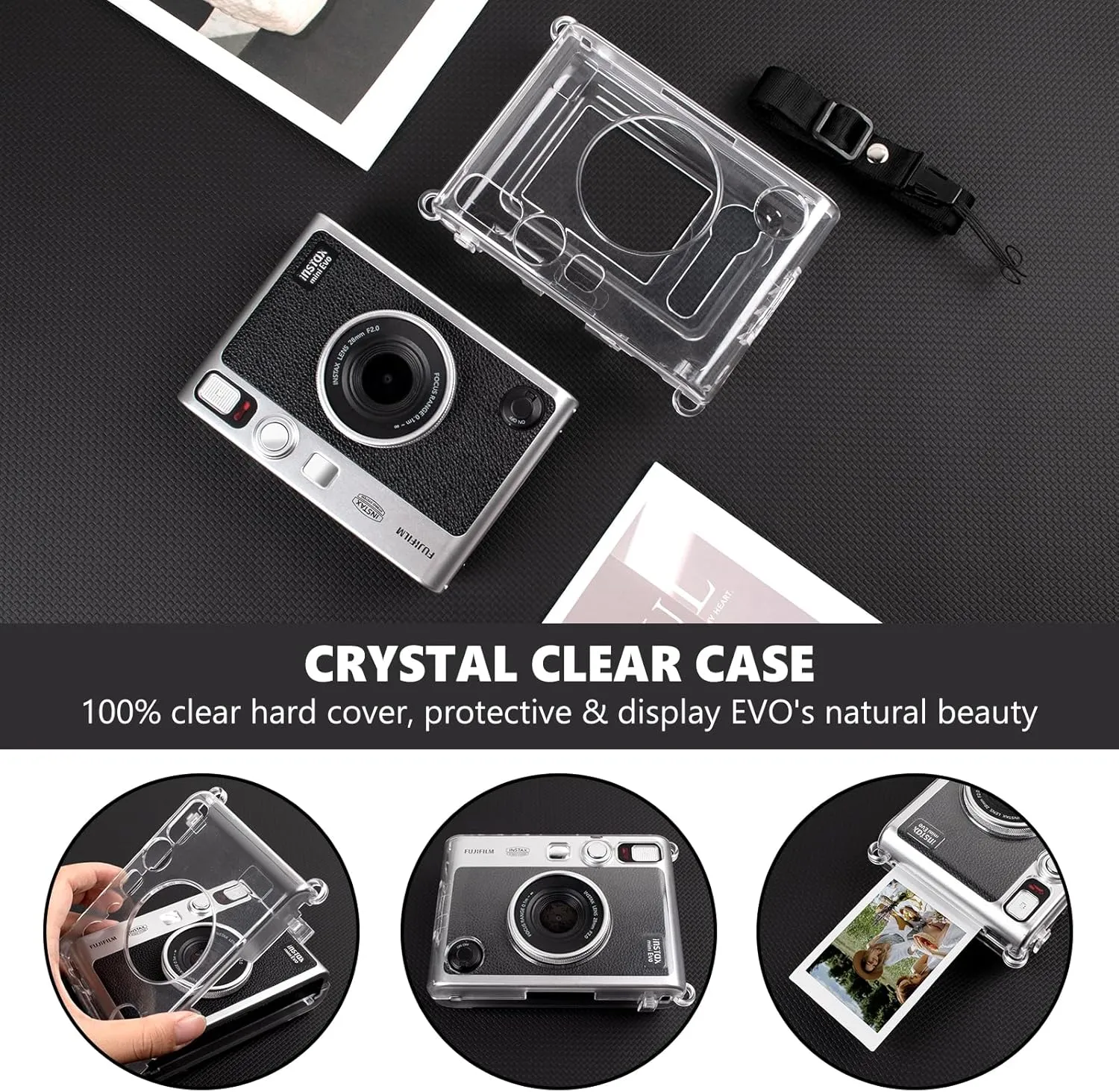 Mini EVO Camera Case and Accessories Bundle, for Fuji Mini EVO Leather Case/Screen Protector/Album/Frames/Stickers