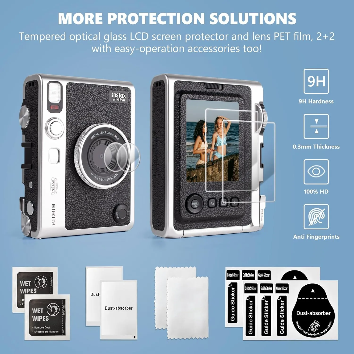 Mini EVO Camera Case and Accessories Bundle, for Fuji Mini EVO Leather Case/Screen Protector/Album/Frames/Stickers
