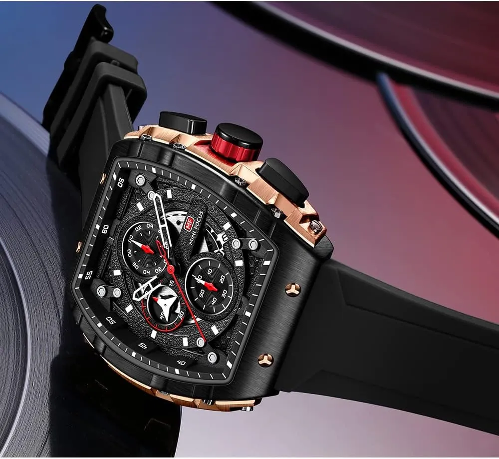Mini Focus Men's Watch Fashion Sport Wrist Watches (Chronograph/Waterproof/Luminous/Calendar) Silicon Strap Quartz Watch for Men