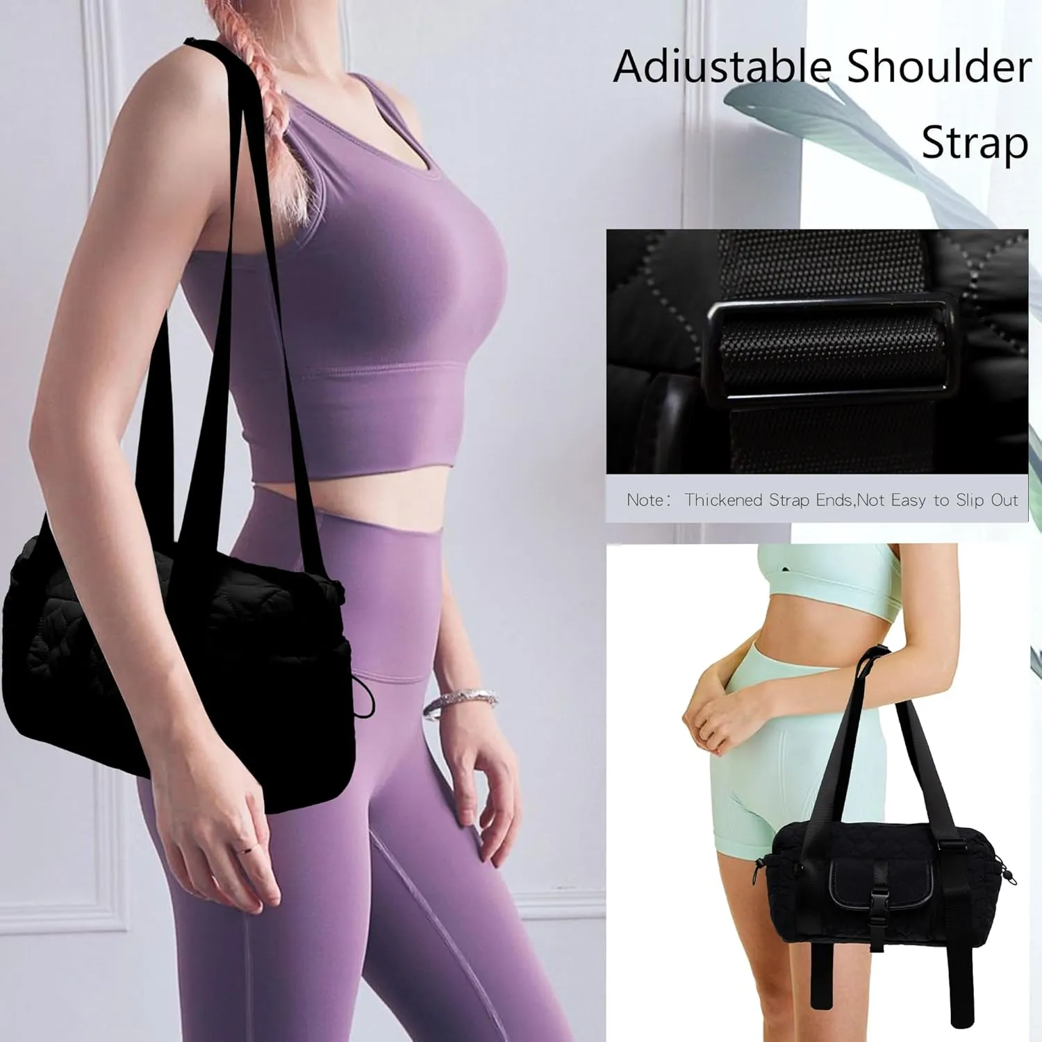 Mini gym bag for Women Waterproof Travel Duffle Bag Tote bag with Wet Compartments Small Workout Sport Bag for Girls (Black)