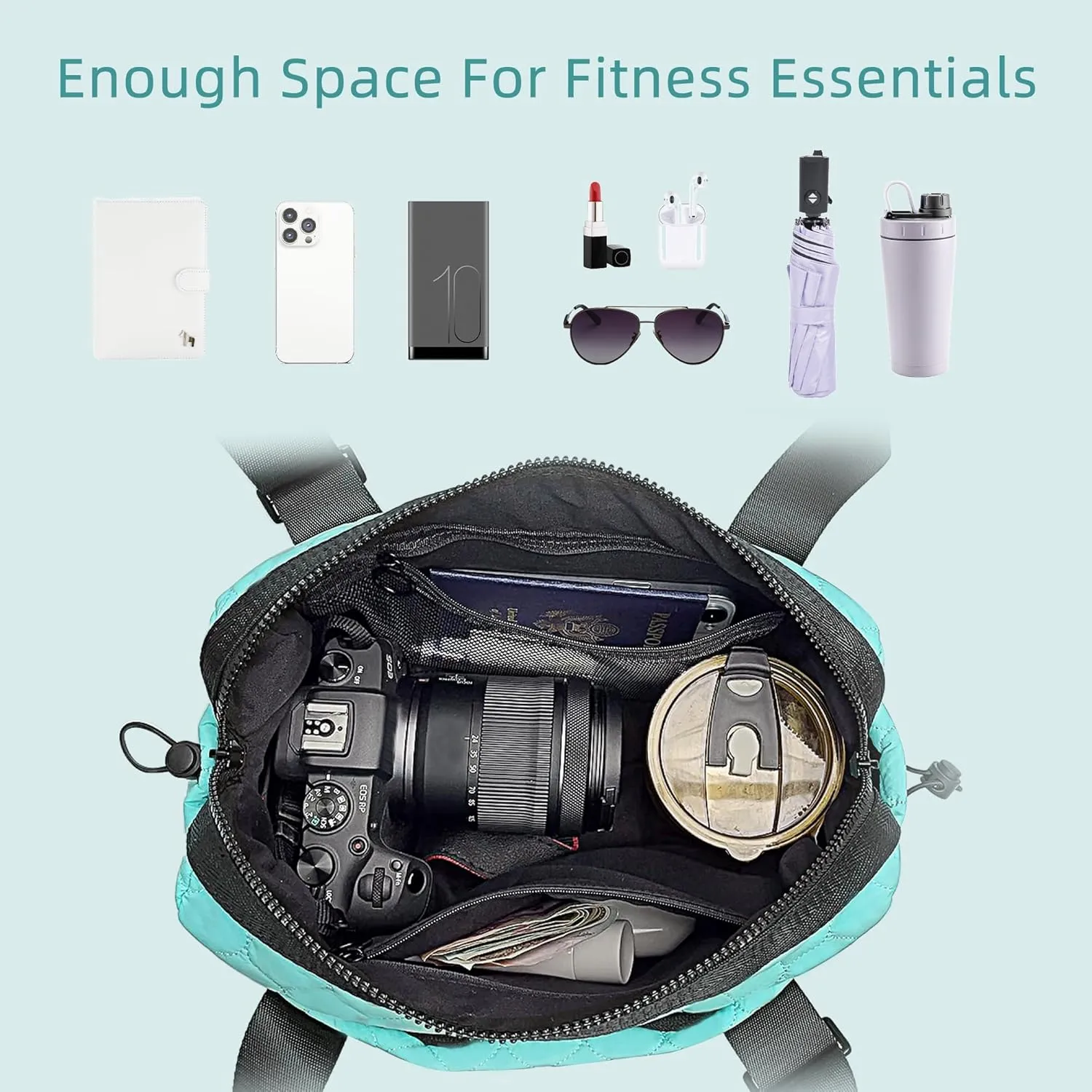 Mini gym bag for Women Waterproof Travel Duffle Bag Tote bag with Wet Compartments Small Workout Sport Bag for Girls (Blue)