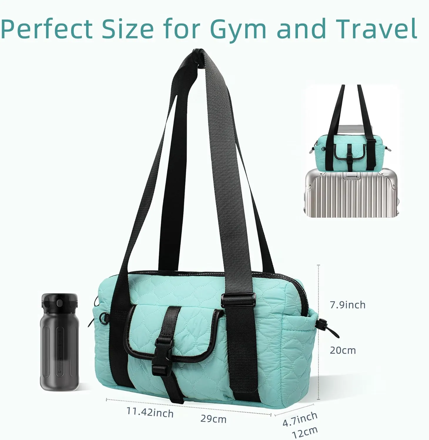 Mini gym bag for Women Waterproof Travel Duffle Bag Tote bag with Wet Compartments Small Workout Sport Bag for Girls (Blue)