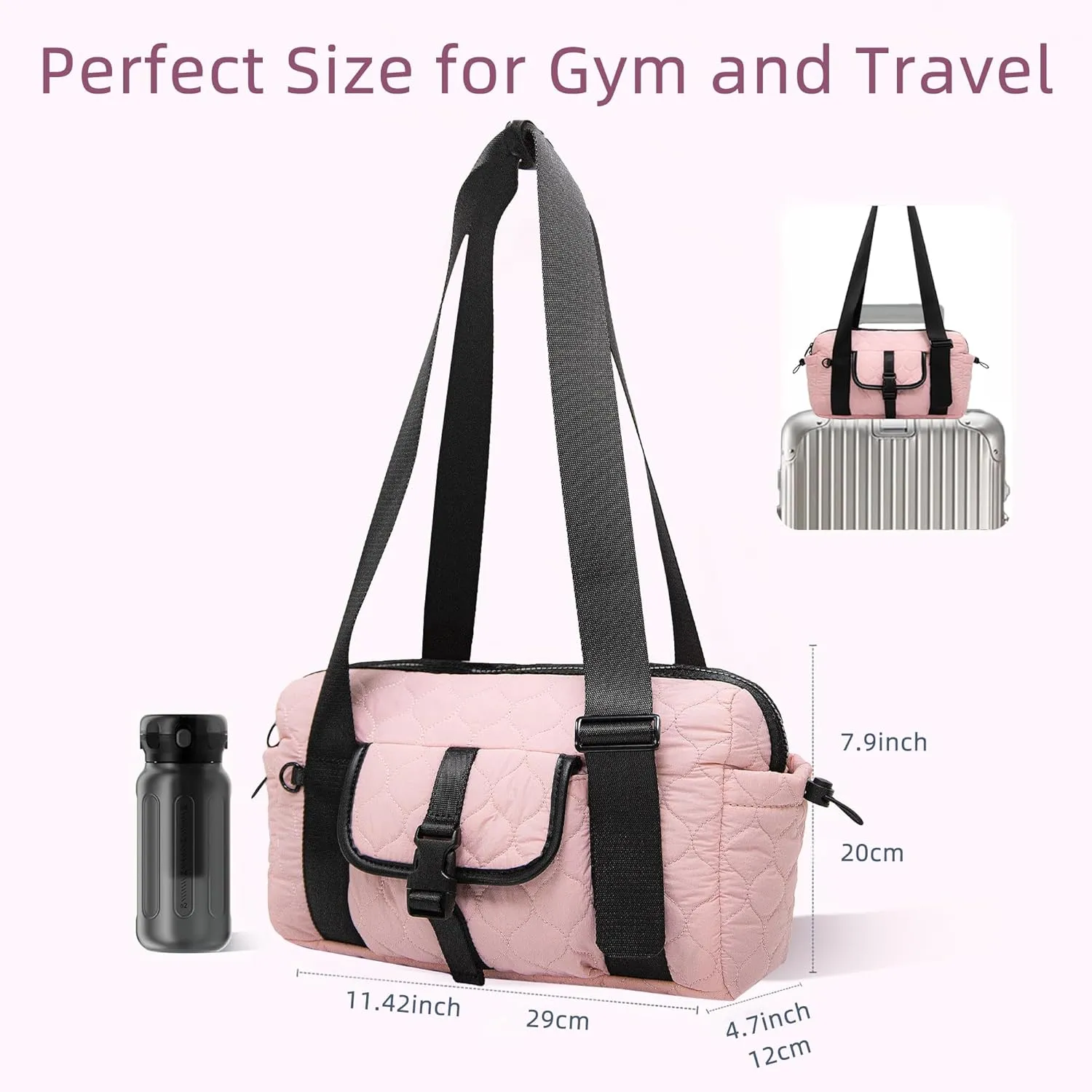 Mini gym bag for Women Waterproof Travel Duffle Bag Tote bag with Wet Compartments Small Workout Sport Bag for Girls (Pink)