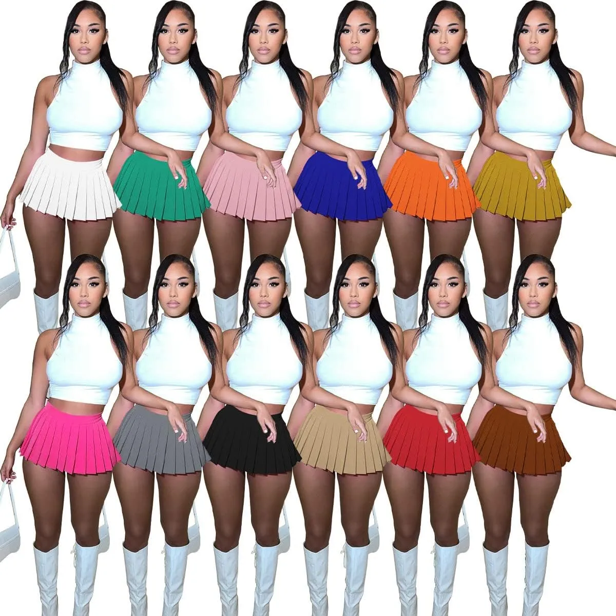 Mini Pleated Skirts for Women Sexy Cute Girl Y2k Short Cargo Skirt Women's Club Tennis Skort Skater A line with Slit