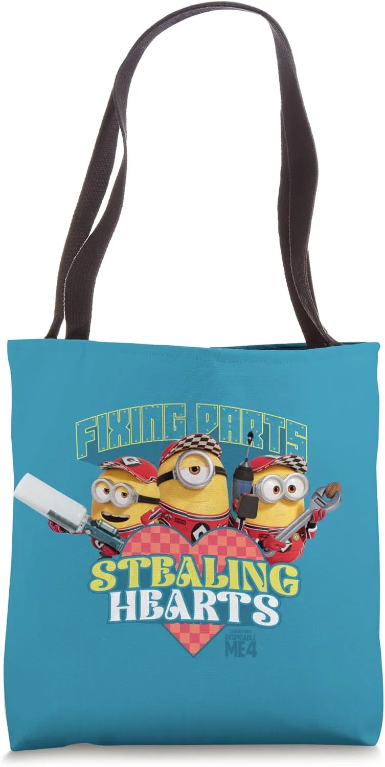 Minions Despicable Me 4 Fixing Parts Stealing Hearts Tote Bag