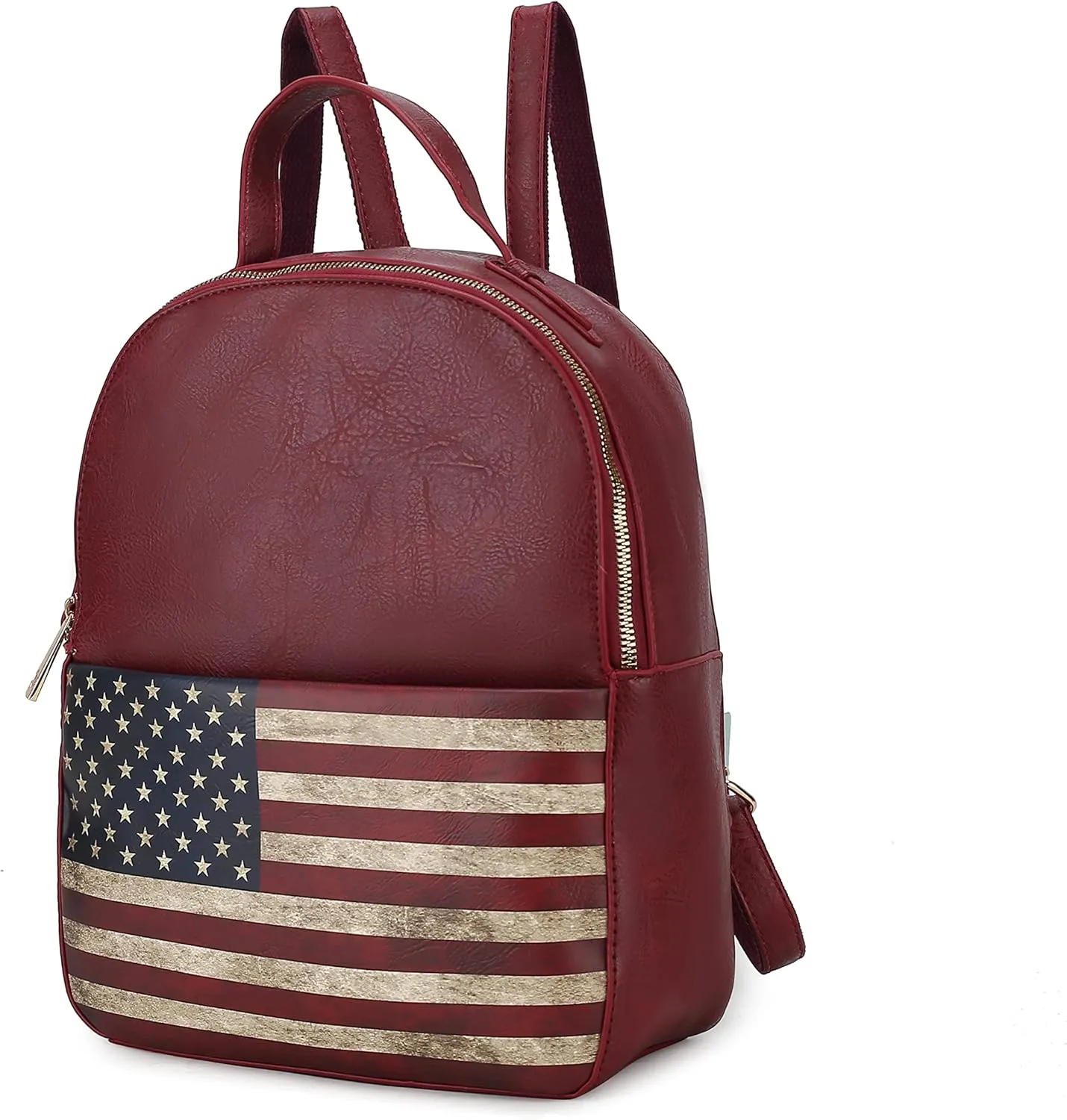 MKF Collection American Flag Backpack for Women, Vegan Leather Patriotic Bookbag Top-Handle American Pride Travel Daypack