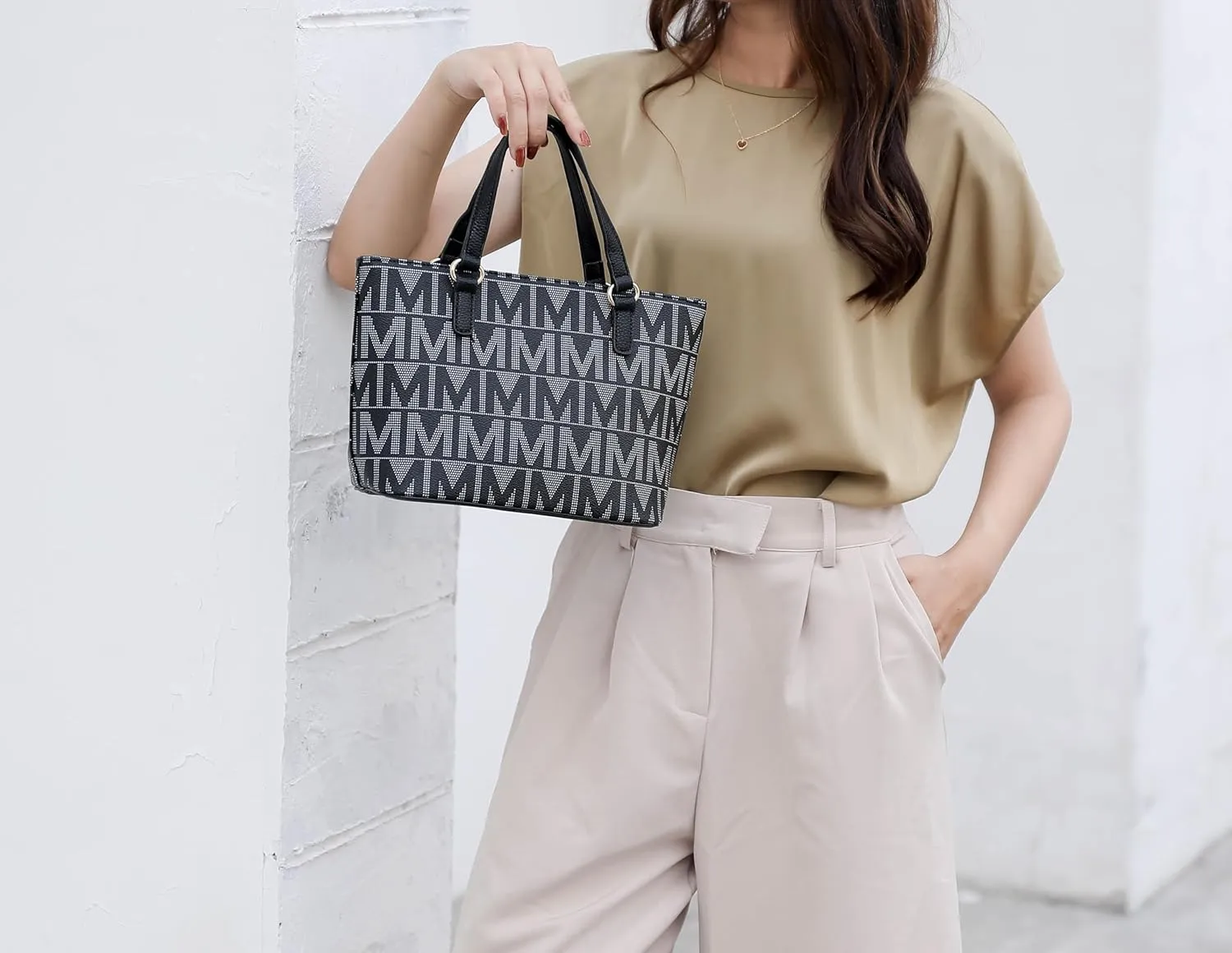 MKF Collection Tote Bag for Women, Shoulder Handbag & Wristlet Pouch Purse Top Handle Vegan Leather 4Pcs Set Pocketbook