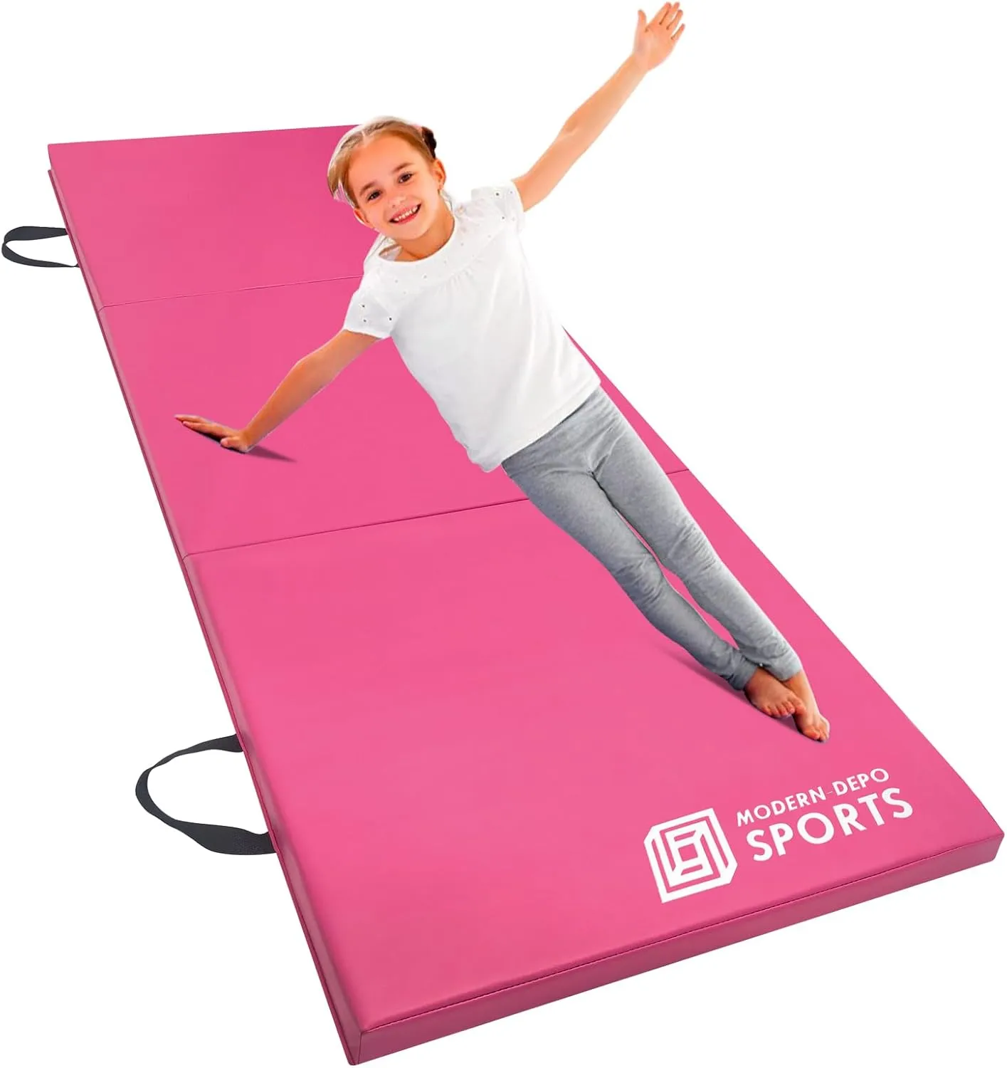Modern-Depo Gymnastics Mat Tri-Fold 6'X2'X2" Thick With Handle, Waterproof Cover, 100% EPE Core