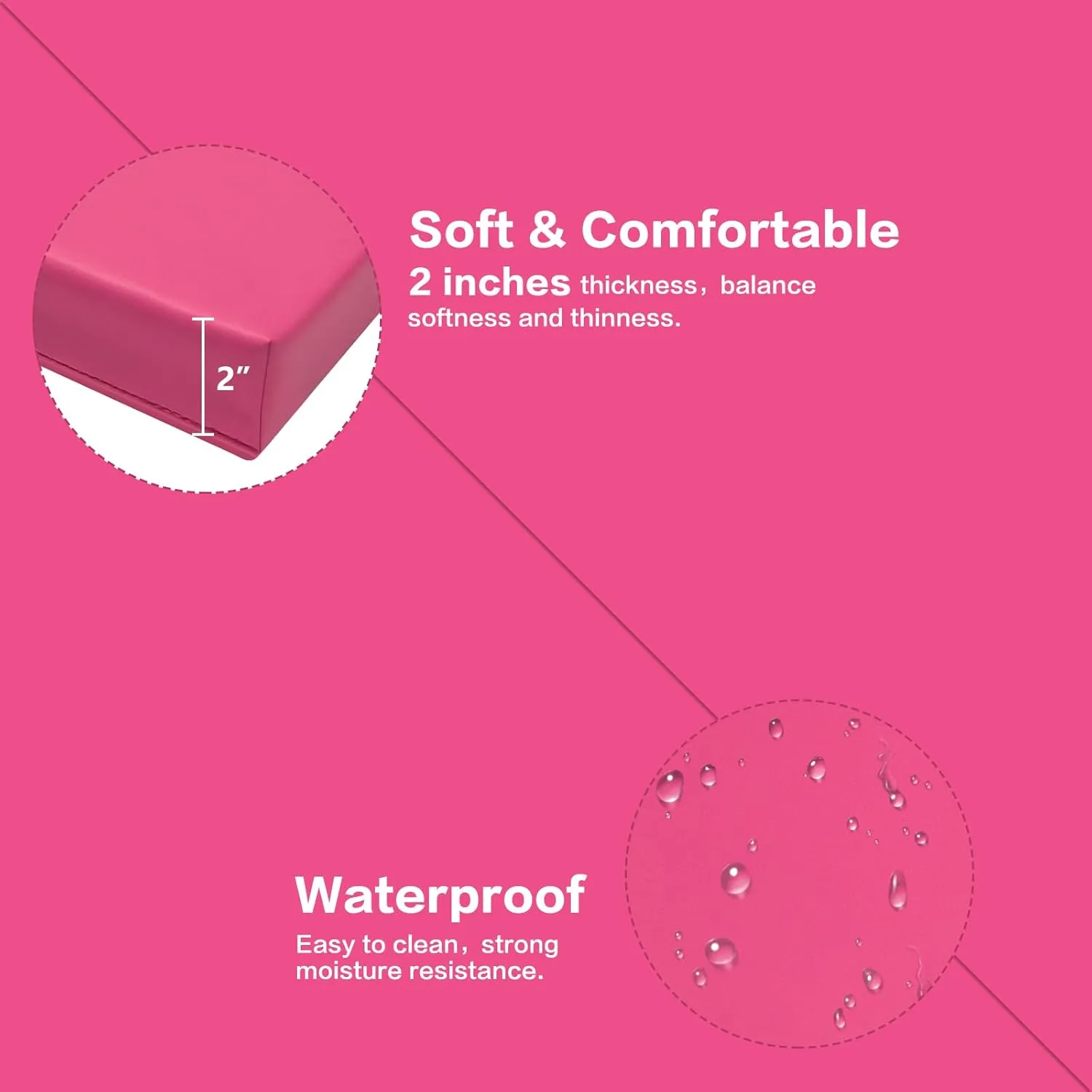Modern-Depo Gymnastics Mat Tri-Fold 6'X2'X2" Thick With Handle, Waterproof Cover, 100% EPE Core