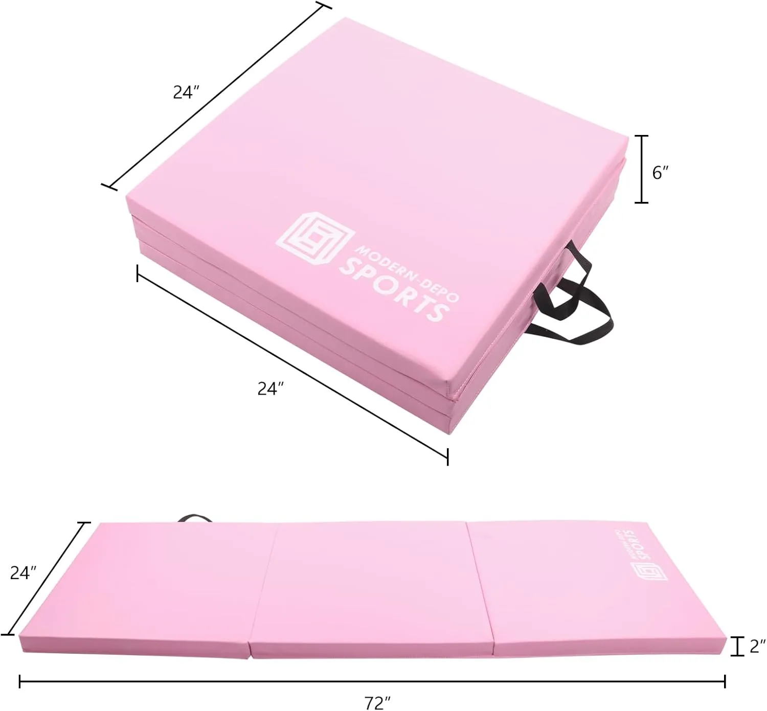 Modern-Depo Gymnastics Mat Tri-Fold 6'X2'X2" Thick With Handle, Waterproof Cover, 100% EPE Core