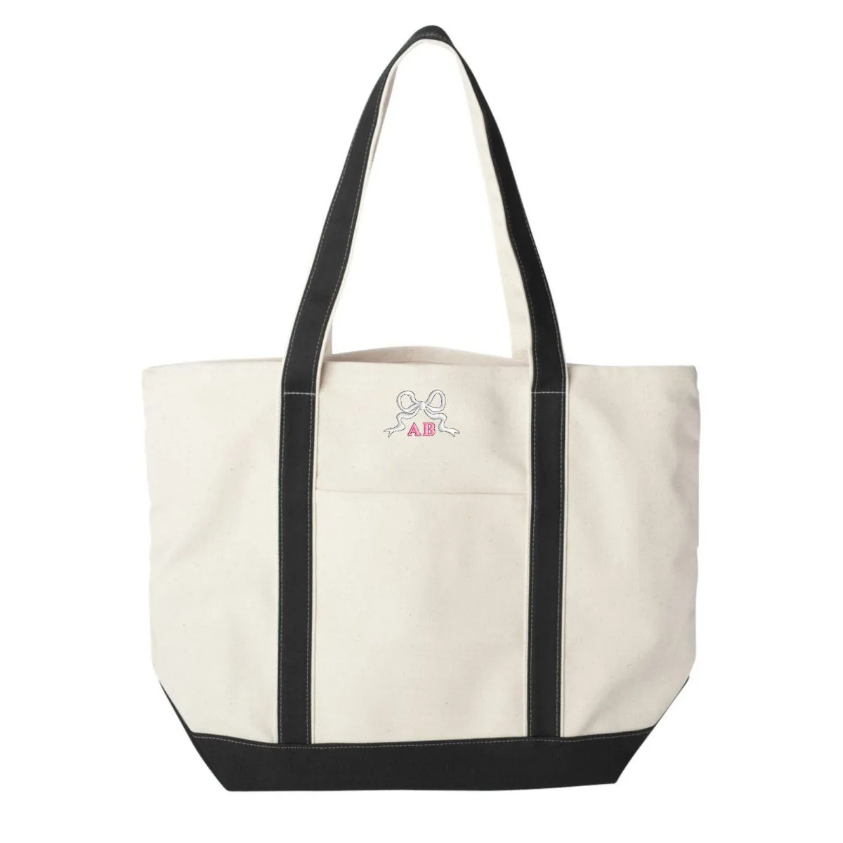 Monogrammed 'Tiny Bow' Canvas Boat Tote