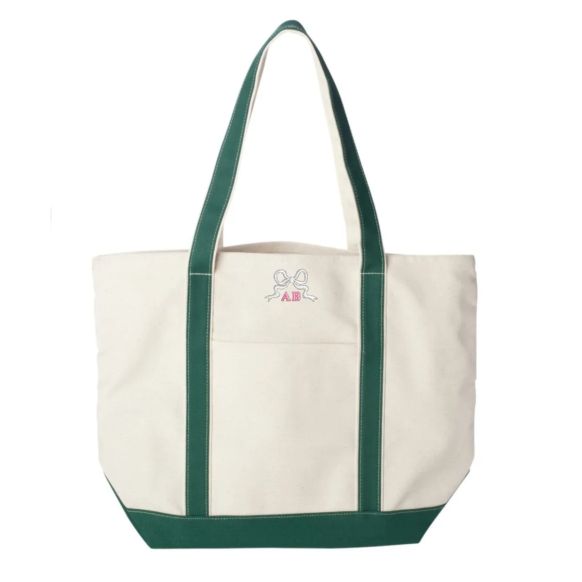 Monogrammed 'Tiny Bow' Canvas Boat Tote