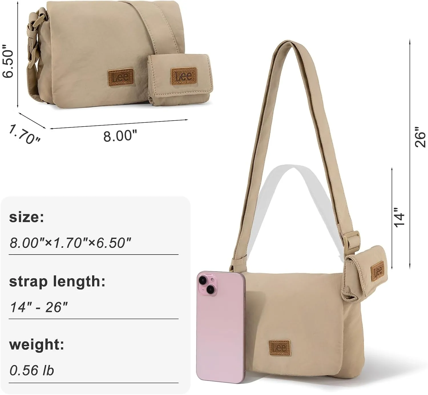 Montana West x Lee Small Crossbody Bags for Women Lightweight Mini Shoulder Bag with Earphone Pouch