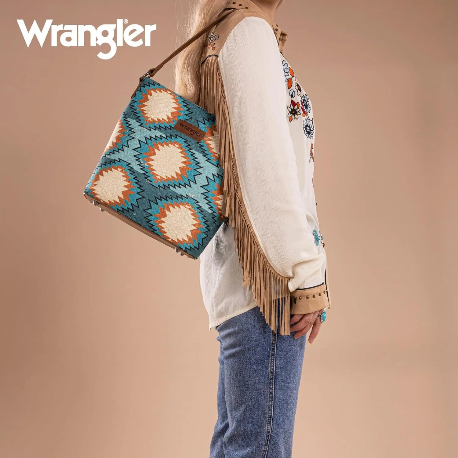 Montana West x Wrangler Hobo Bag for Women Aztec Boho Shoulder Purse with Wide Strap