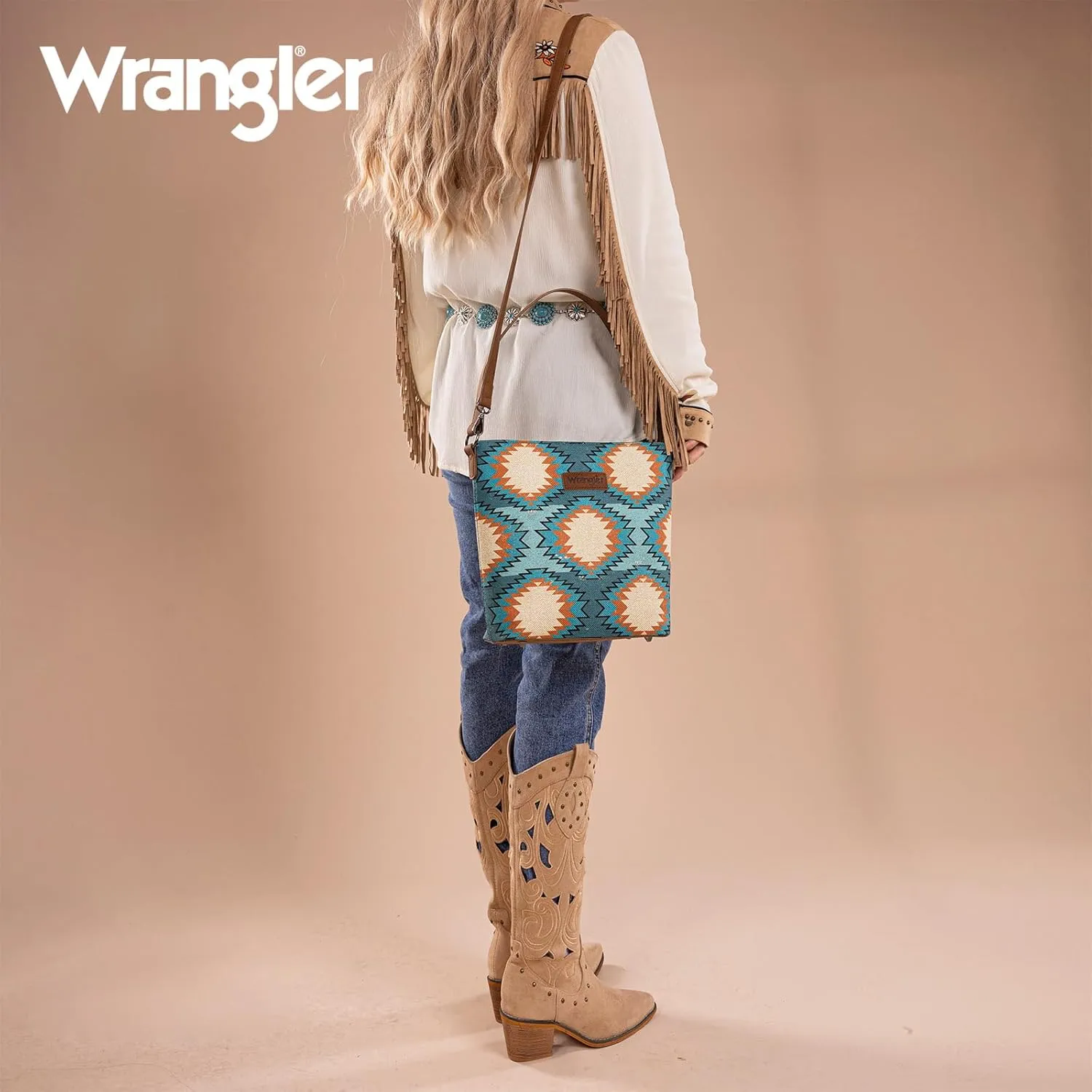 Montana West x Wrangler Hobo Bag for Women Aztec Boho Shoulder Purse with Wide Strap