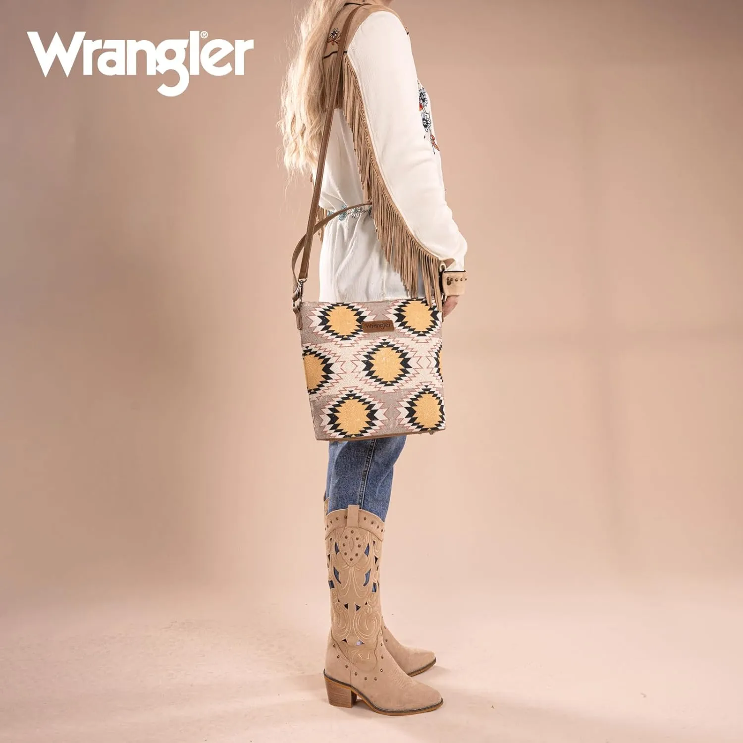 Montana West x Wrangler Hobo Bag for Women Aztec Boho Shoulder Purse with Wide Strap